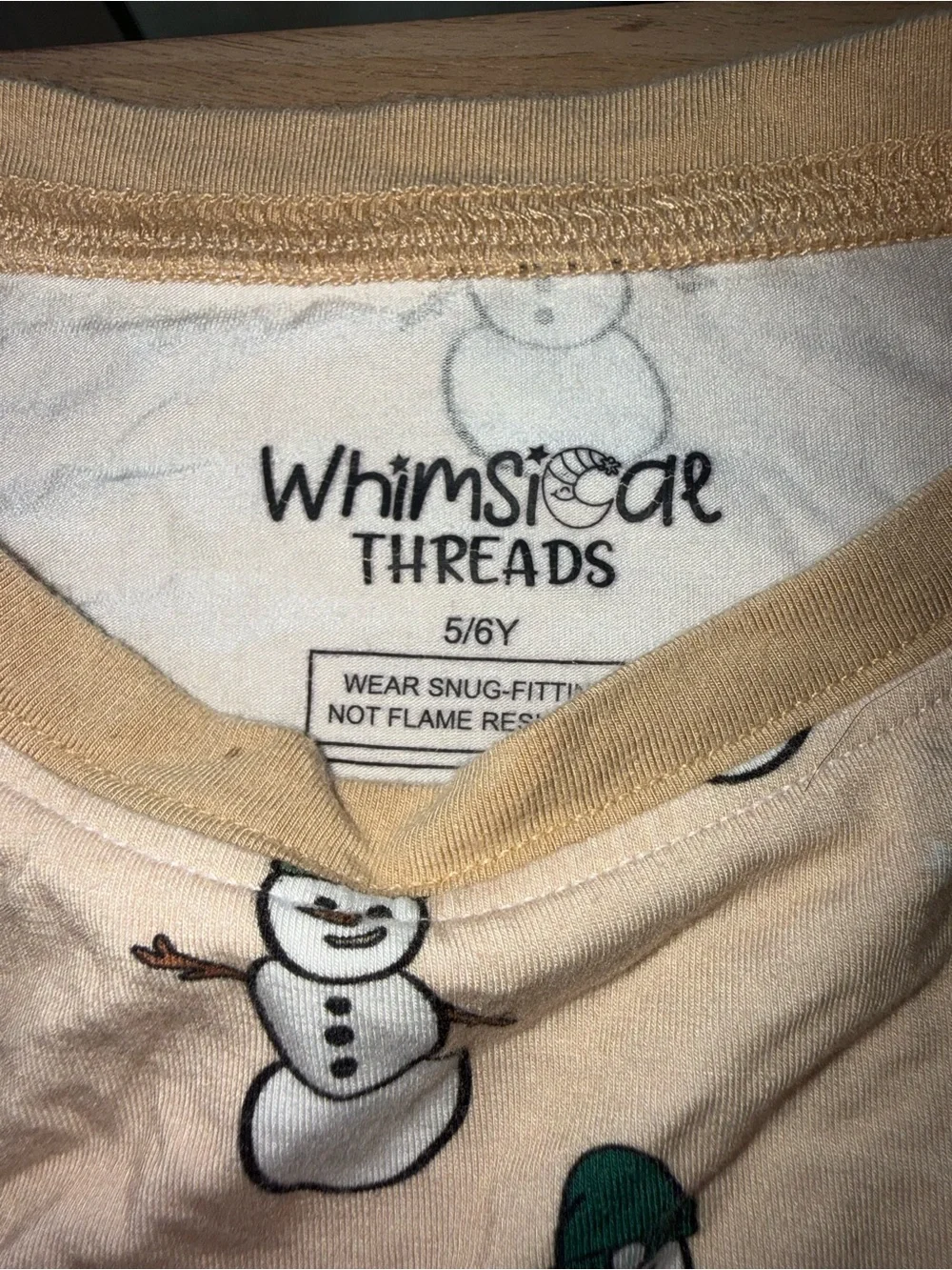 Whimsical Threads Snowman Bamboo Pjs Size 5/6